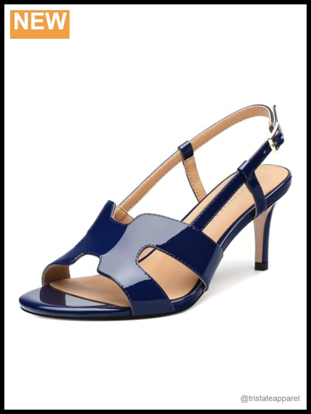 Women's Peep Toe Kitten Heel Sandals Patent Leather Ankle Strap Slingback Heels